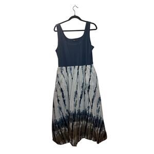 Simply Vera Wang Dress Womens XL Blue Tie Dye Sleeveless Midi Pockets